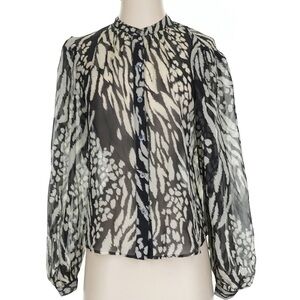 Veronica Beard Black and Cream Patterned Blouse